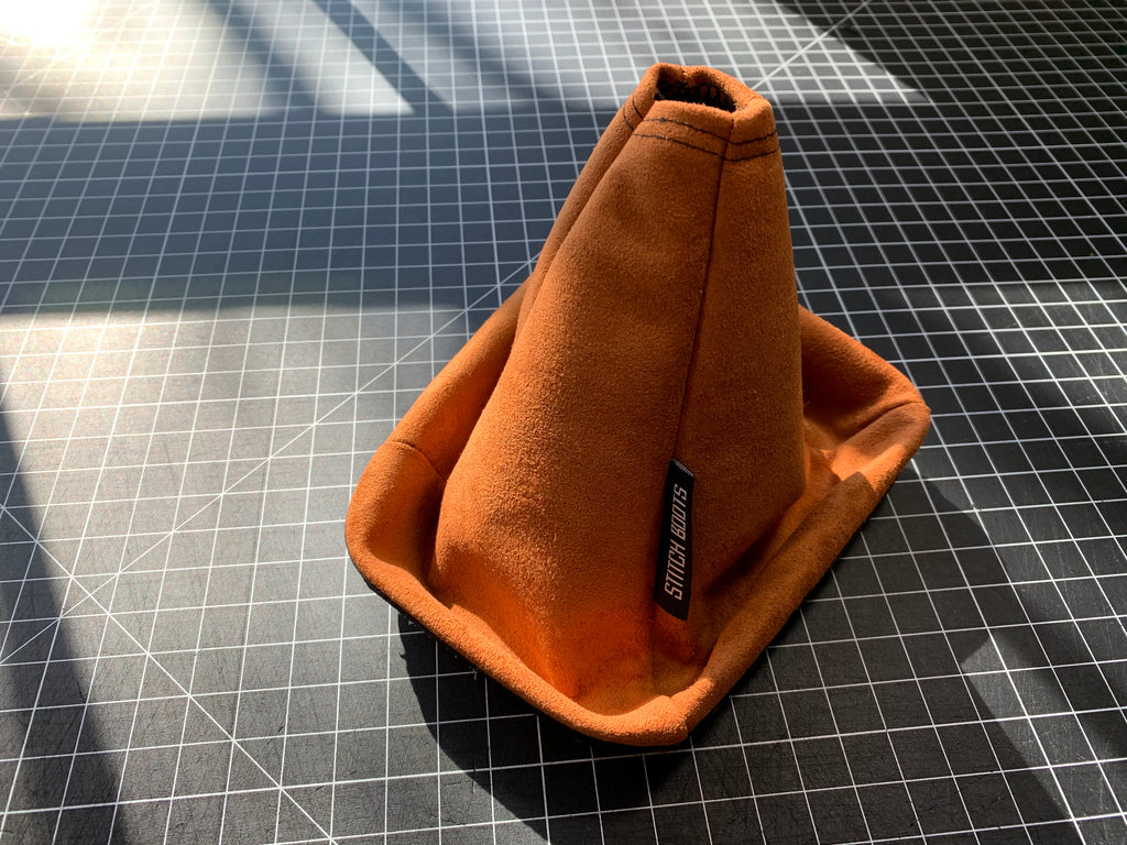 SICKSPEED Black Suede Shift Boot With Orange Stitching - For Manual Transmission Shifter