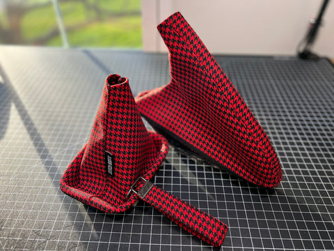 Black and Red Houndstooth Shift Boot